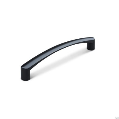 Oblong furniture handle Celano 128, Matte Black Metal