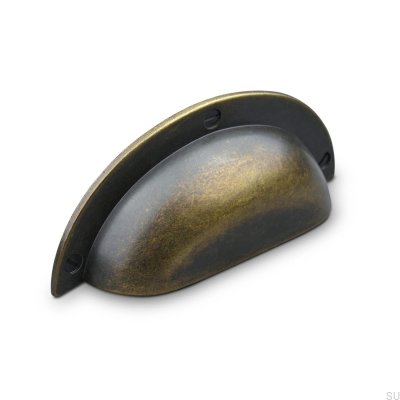 Conti 64 shell furniture handle, oxidized metal