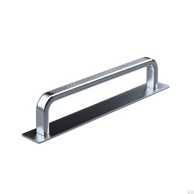 Oblong furniture handle with washer Gardone 128 Polished chrome