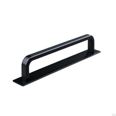 Oblong furniture handle with washer Gardone 128, Metal, Matte Black