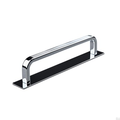 Longitudinal furniture handle with Gardone Stripe 128 washer, polished chrome