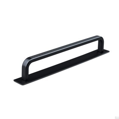 Oblong furniture handle with washer Gardone 160, Metal, Matte Black