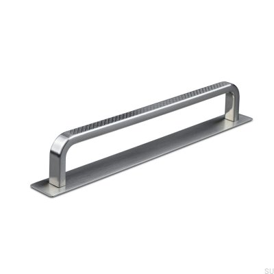 Oblong furniture handle with washer Gardone 160 Brushed Silver