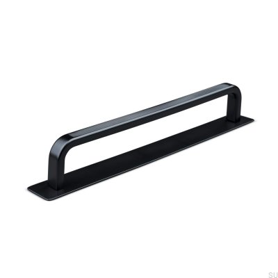 Oblong furniture handle with washer Gardone 160 Stripe Metal Matt Black