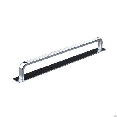 Longitudinal furniture handle with Stripe Gardone 224 silver pad