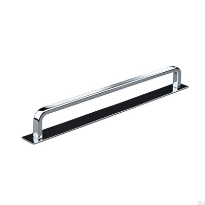 Longitudinal furniture handle with Stripe Gardone pad 224 Polished chrome