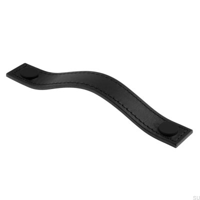Oblong furniture handle Aviano 128 Leather Black with Black