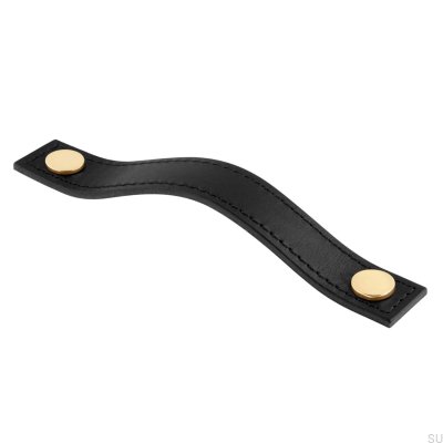 Aviano 128 oblong furniture handle, black and gold leather
