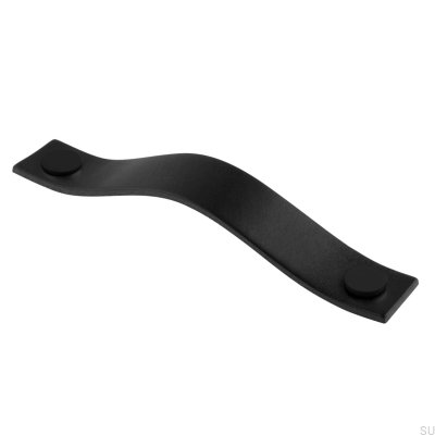 Levanto 128 Leather Black and Black oblong furniture handle