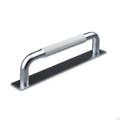 Oblong furniture handle Perugia Stripe 128 Silver