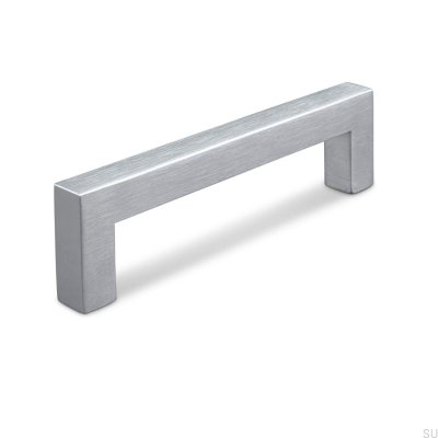 Elongated furniture handle Pisa 128, brushed silver
