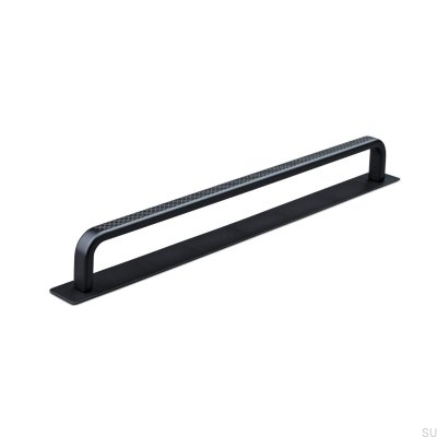 Oblong furniture handle with washer Gardone 224, Matte Black Metal