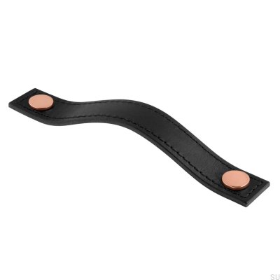 Aviano 128 oblong furniture handle, black leather with copper