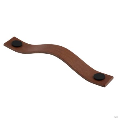 Levanto 128 oblong furniture handle, Brown and Black Leather
