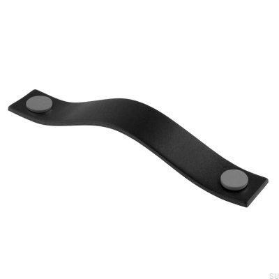 Levanto 128 oblong furniture handle, black and gray leather