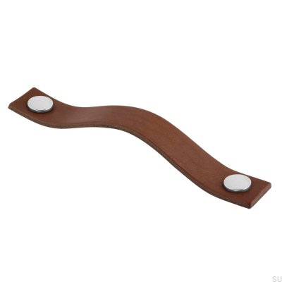 Levanto 128 oblong furniture handle, brown leather with chrome