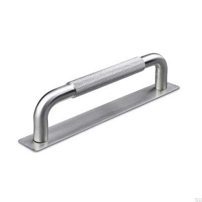Oblong furniture handle Perugia 128 Brushed Silver