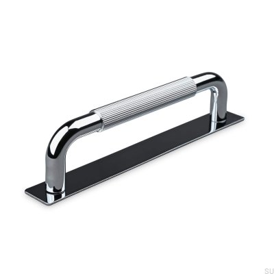 Perugia Stripe 128 oblong furniture handle, polished chrome