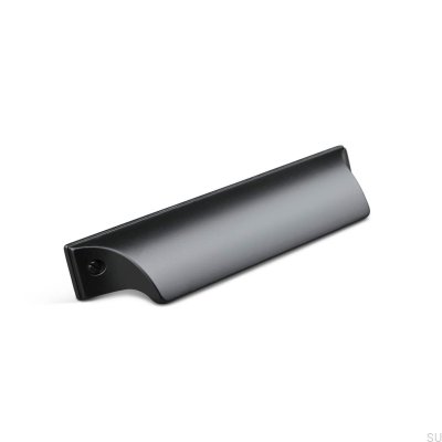 Trani 96 shell furniture handle, Matte Black Metal