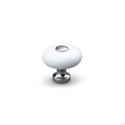 Tods 30 Porcelain White Furniture Knob with Brushed Gold