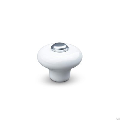 Verna 2024 36 furniture knob, Porcelain, White and Silver