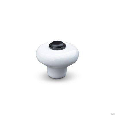 Verna 2024 36 furniture knob, Porcelain, White and Black
