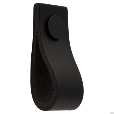 Loop Ari Leather Furniture Knob Black with Black