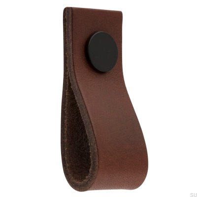 Loop Ari Leather Furniture Knob, Brown and Black