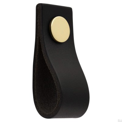 Loop Ari Leather Furniture Knob, Black and Gold