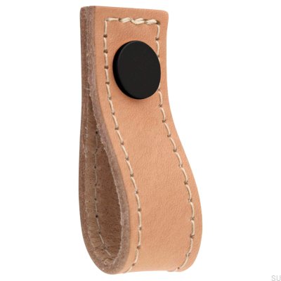 Loop Avio Leather furniture knob, Light Brown with Black