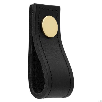 Loop Avio Leather furniture knob, Black and Gold