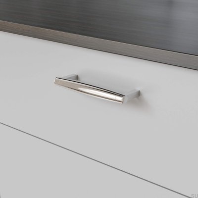 Hjo 128 oblong furniture handle, polished chrome