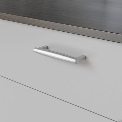 Hjo 128 oblong furniture handle, brushed silver