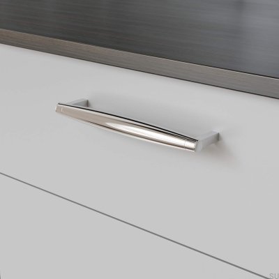 Hjo 192 oblong furniture handle, polished chrome
