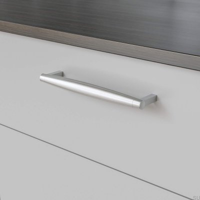 Hjo 192 oblong furniture handle, brushed silver