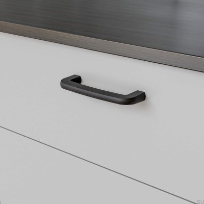 Visby 128 oblong furniture handle, metal, matt black