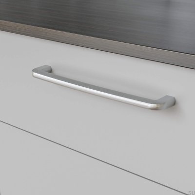 Oblong furniture handle Visby 256 Brushed Silver