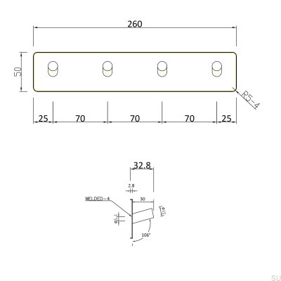Wall hanger Nantes 260-4 Polished chrome