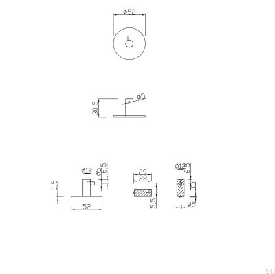 Tours 52-1 Brushed Silver Wall Hanger