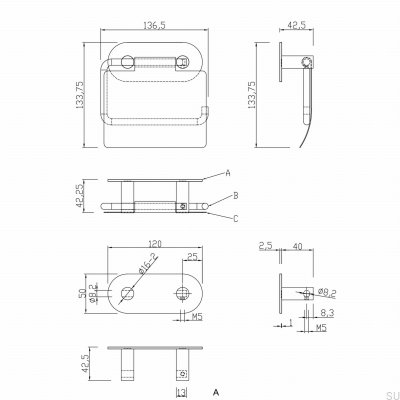 Tours Silver Brushed Toilet Roll Holder