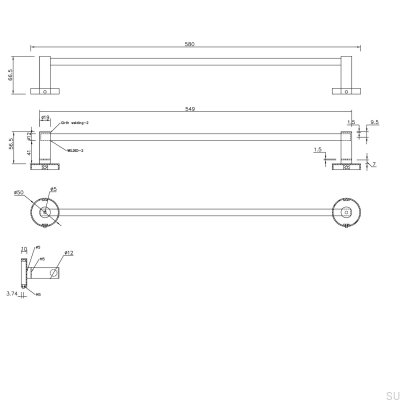 Dijon towel rack, polished chrome