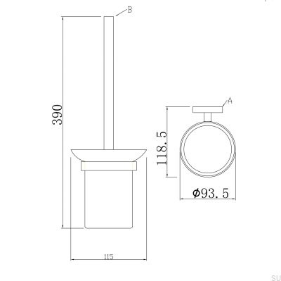 Dijon toilet brush mounted on the wall, polished chrome