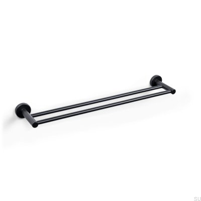 Double Dijon towel rack in metal, matt black