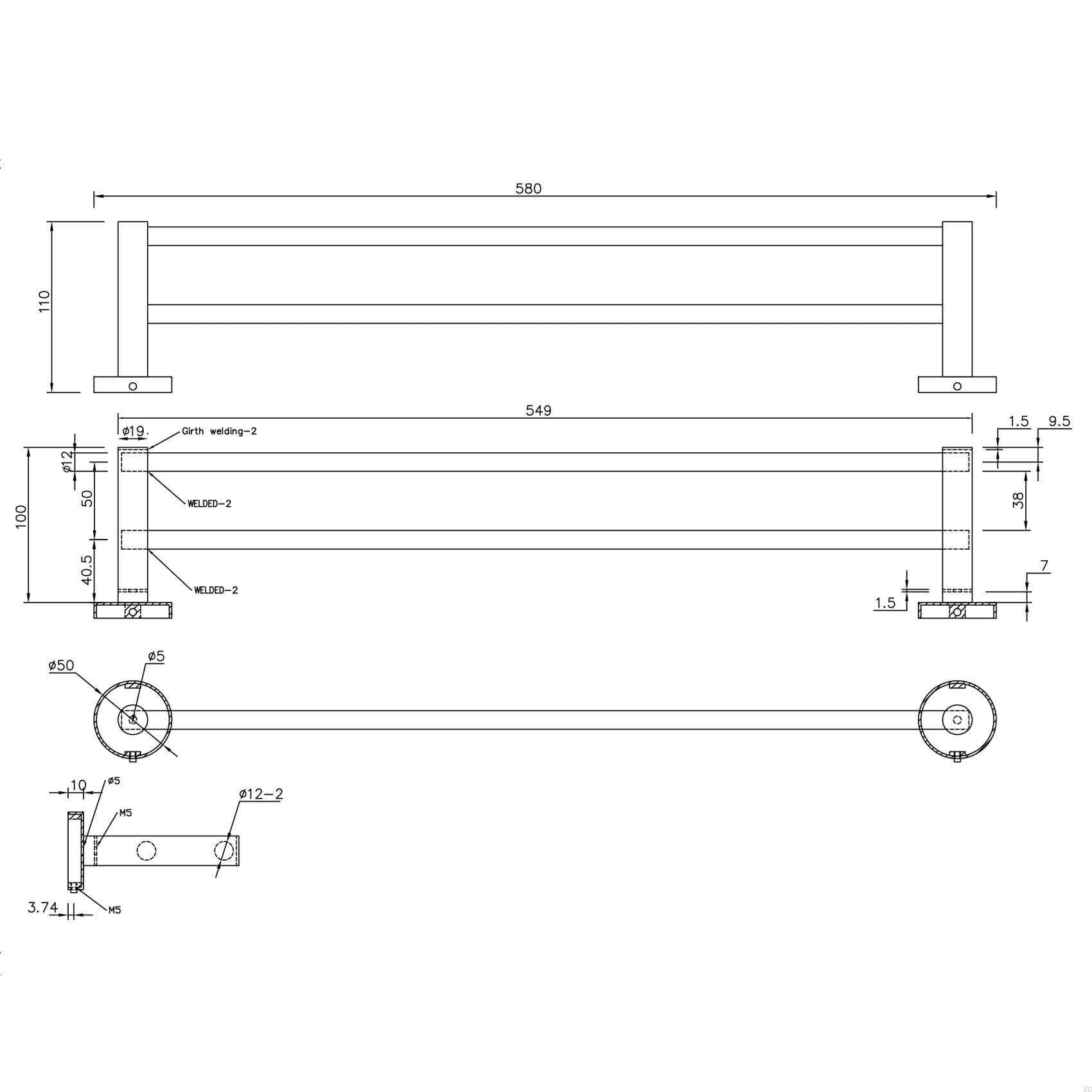 17000079--Wieszak-na-ręcznik-Dijon-Podwójny-Metalowy-Czarny-Mat-Skandynawskie-Uchwyty_2