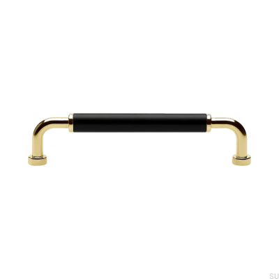 Long furniture handle Brohult M 128 Polished Gold with Black