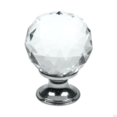 Diamond furniture knob Cut glass with a silver base