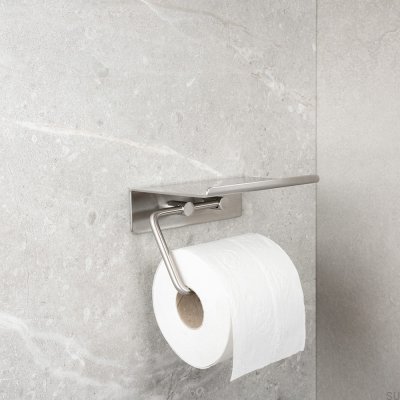 Toilet paper holder with shelf Base Brushed Steel