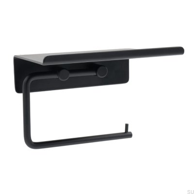 Toilet paper holder with shelf Base Matte Black Steel