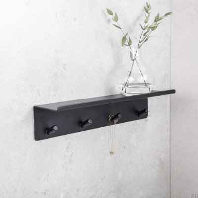 Wall hanger with shelf, Base, Matte Black Steel