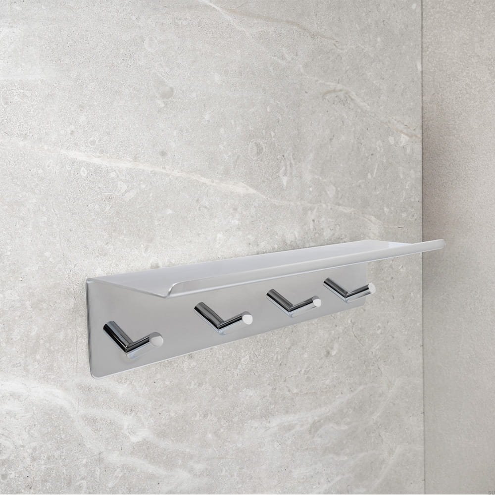 Wieszak ścienny z półką Base Chrom Polerowany